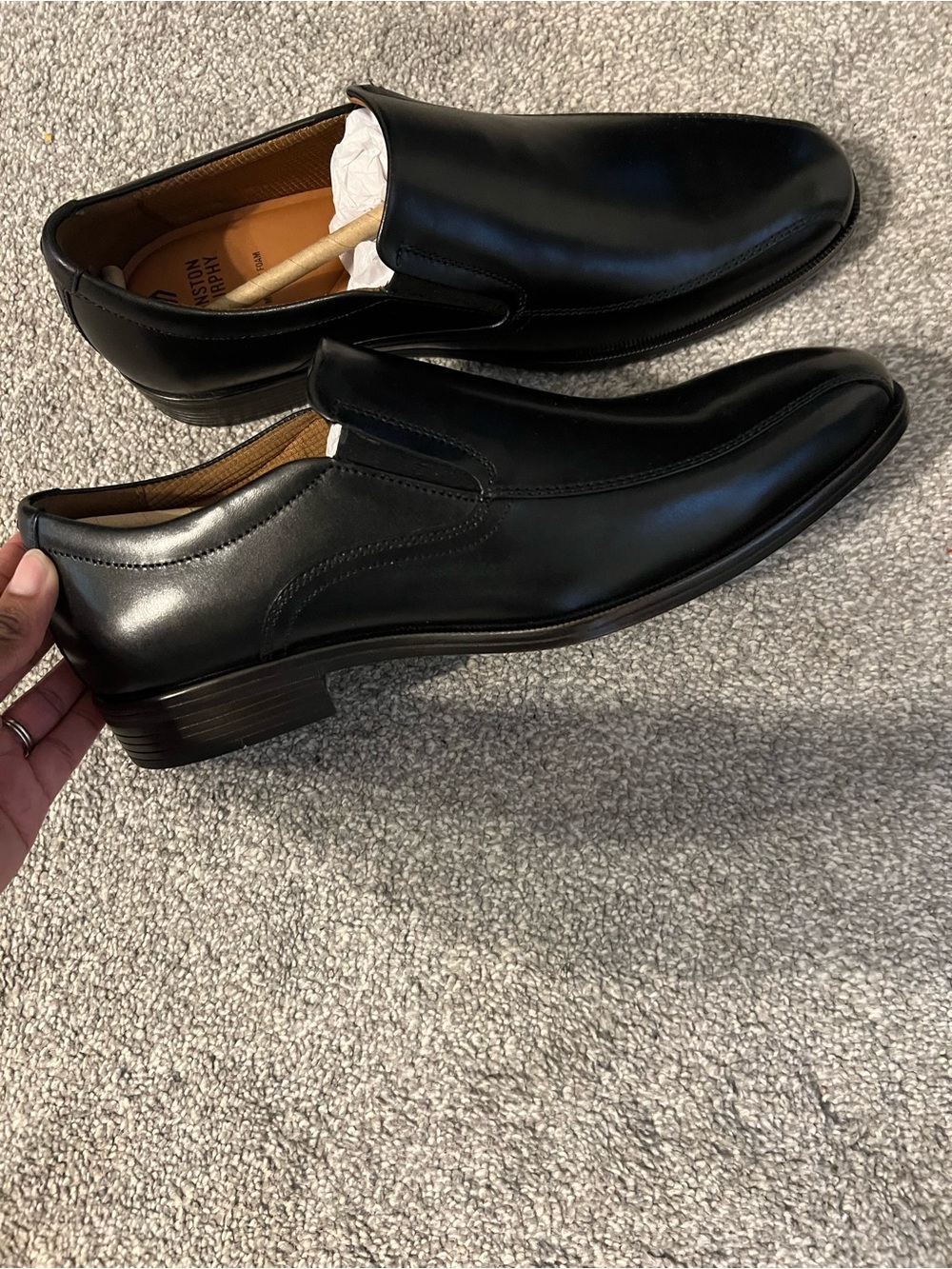 Johnston & Murphy Men's Black Leather Slip-On Loafers
